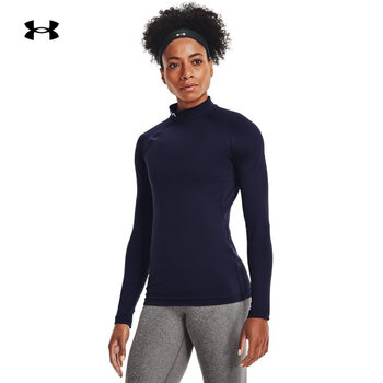 安德玛官方ua authentics秋冬女子高领训练运动长袖t恤1368702 深蓝色