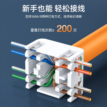 山泽 网络模块 六类千兆【免打线】金50u加厚非屏蔽工程级镀RJ45水晶头母座电脑网口插座面板连接头 MDK650