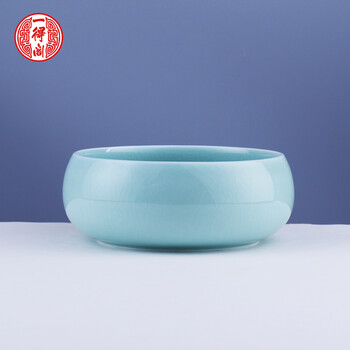 【全网低价，真便宜直播间】一得阁笔洗文房四宝景德镇青瓷多功能水碟珍品仿古汝窑笔洗国画书法豆青盛墨汁用墨盒陶瓷墨池笔搁墨海笔洗