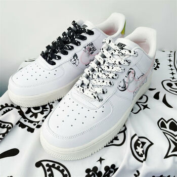 aj1空军一号af1金属淬火乌托邦涂鸦黑白色星空渐变扁平鞋带黑白鸳鸯