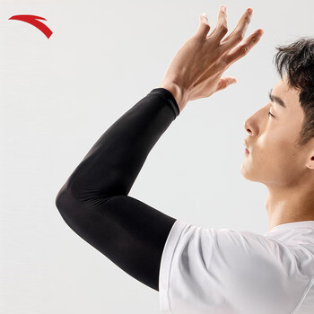 安踏（ANTA）冰袖男女通用冰丝防晒防紫外线袖套跑步骑行钓鱼护手臂 黑色L码