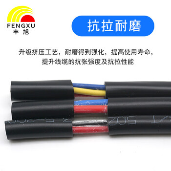 丰旭 国标RVV两芯1.5平方多股铜芯护套线 FX-RVV2芯1.5平方电源线 FX-RVV2*1.5 黑色 100米
