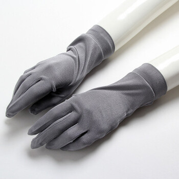 光冠针织真丝手套100桑蚕丝防晒开车骑行珠宝展示丝绸护手膜 深灰色