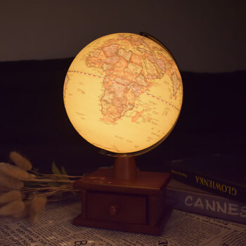 FUNGLOBE朋宸地球仪20cm复古款小号学生用珠宝收纳盒3D立体浮雕智能AR益智启蒙家居摆件卧室书房台灯中英文