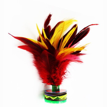 杜威克毽子大号公鸡毛鹅毛羽毛儿童比赛毽球牛筋底花键红色5个装