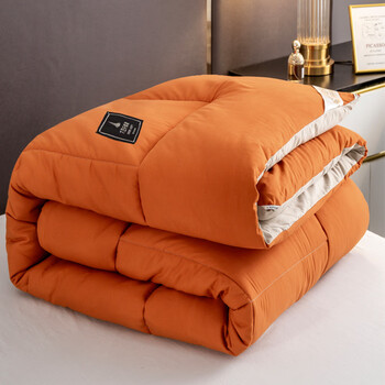 燕婕云大豆纤维棉被芯4斤冬季被子透气磨毛加厚保暖冬被橘色双拼150