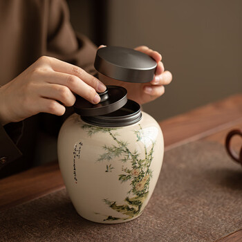 苏氏陶瓷(SUSHI CERAMICS)茶叶罐竹庭雅致陶瓷储物罐大密封罐J0452 苏氏陶瓷(SUSHI CERAMICS)茶叶罐竹庭雅致陶瓷储物罐大密封罐J0452