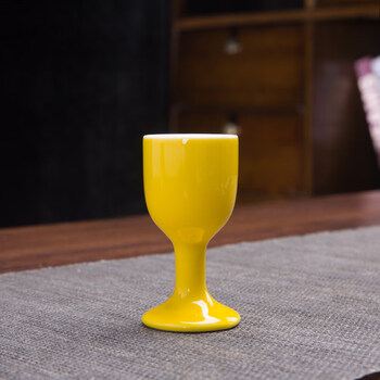 高脚杯仿古小酒盅家用烈酒杯一口杯子酒具套装 高脚杯·黄(20毫升)