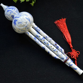 青花瓷色葫芦丝乐器可拆卸七孔双音降b调c调儿童学生初学教学降b调加