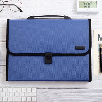 晨光（M&G）A4/12格蓝色文件包办公手提资料包风琴包学生试卷分类收纳包AWT90959单个装