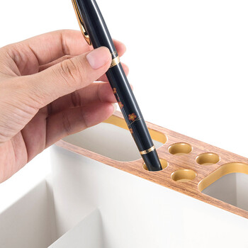 【开学必备】金隆兴 多功能十格组合笔筒 办公桌面文具收纳盒摆件高颜值创意ins风笔简约大容量遥控器收纳盒 6253 白色