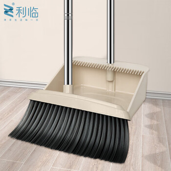 利临极简轻奢扫把簸箕套装梳齿型扫把家用防风笤帚卡其色