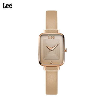 lee 手表女简约复古小方表棕色皮带送女友lef-f282arl5-5r