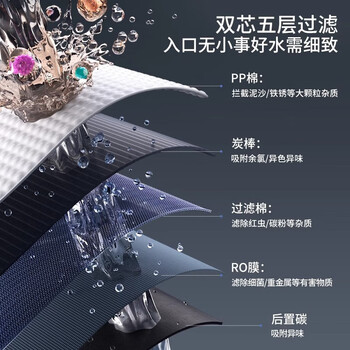 奥克斯（AUX）净水器 厨下式家用净水器 ro反渗透过滤厨房净水机直饮一体智能2400G大流量净水器