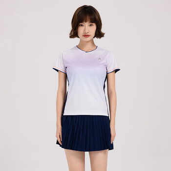 川崎（KAWASAKI）羽毛球服女款专业运动短袖圆领速干T恤B2977 微葡萄紫 L