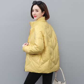 曼蓄2024高端羽绒服女新款冬季大牌平湖外套女款小个子休闲韩版女装 黄色 M