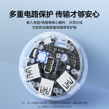 山泽USB分线器2.0 4口HUB扩展坞集线器 笔记本台式电脑一拖四延长线转换器多接口带供电口1.5米HB21-3