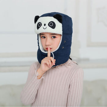 贝佳淑新品女生小熊口罩一体帽子帽儿童眼镜男女秋冬季寒韩版卡通可爱