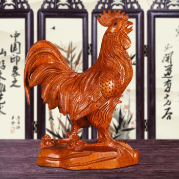 天好 花梨木雕鸡摆件十二生肖公鸡实木鸡家居动物红木工艺礼品 花梨木公鸡高30厘米