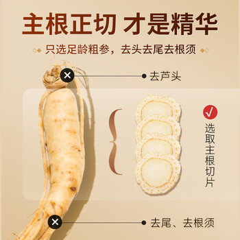 朕皇同仁堂养生茶西洋参长白山8MM含片整根花旗参切片磨粉泡水泡酒50g