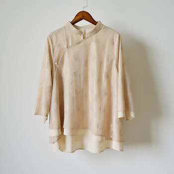 改良汉服女禅意中国风汉元素文艺茶服女盘扣上衣民国风唐装女 淡藕色