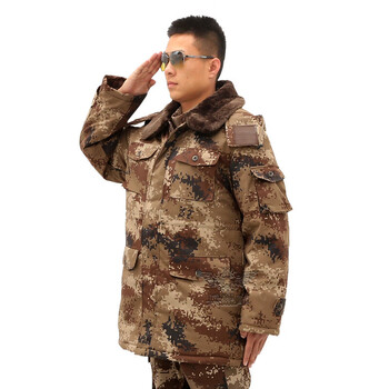 荒漠迷彩大衣迷彩棉服大衣男冬季加绒加厚可拆卸内胆防水作训大衣盾郎
