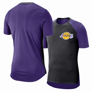 湖人队利拉德乔治透气快干夏训练服紧身衣出场球队热身服 湖人队黑配