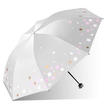 天堂伞 浪漫樱花黑胶三折晴雨伞 33633E