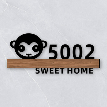 亚克力门牌号家用一家三口家庭号码牌个性卡通门口饭店餐馆可爱包厢