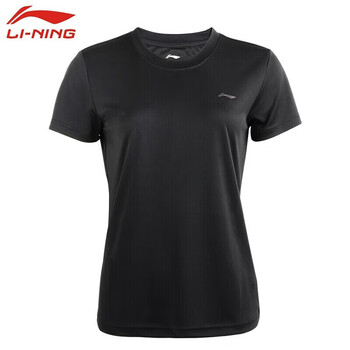李宁（LI-NING）李宁羽毛球服短袖运动速干弹力春夏装简约休闲 黑色ATSP416 XL码
