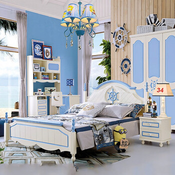 美乐乐家具 韩式田园风格床 卧室简约实木框架卡通床 双人床 单人床