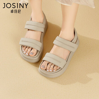 卓诗尼(josiny)厚底凉鞋女2024年夏季新款百搭魔术贴休闲踩屎感面包