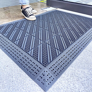 室外防滑地垫入户门垫进门外拼接酒店大门口塑料商用蹭脚垫子无刷灰色