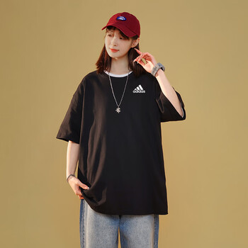服饰内衣>女装>女士t恤>ad运动t恤女夏季纯棉圆领短袖上衣时尚休闲大