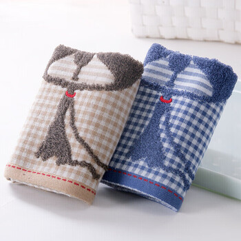 金号A类儿童毛巾纯棉100%洗脸小毛巾洗脸帕双层彩棉提缎绣2条