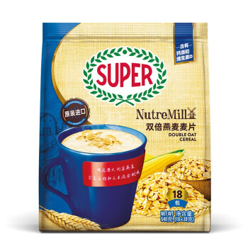 Super超级马来西亚进口3合1红稻米燕麦麦片即食谷物营养早餐牛奶搭档食 双倍燕麦 540g 1袋