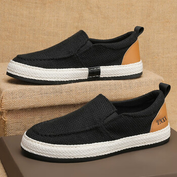 木西十渔夫鞋男老北京布鞋透气亚麻夏季一脚蹬帆布鞋休闲千层底麻鞋