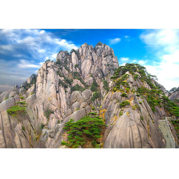 大山画风水墙贴贴纸画办公室客厅背景装饰靠山图140x60厘米pp背胶独立