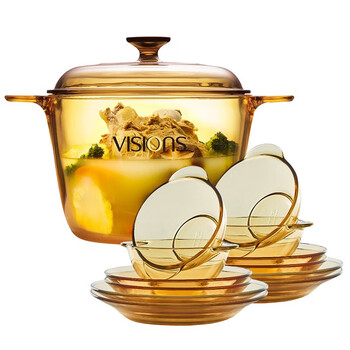 康宁(visions)pyrex百丽琥珀色玻璃餐具套装系列6件组12件组碗碟盘