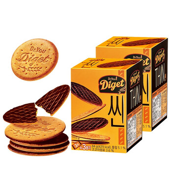 韩国进口食品好丽友薄巧克力全麦饼干84gx6盒办公室休闲饼干零食84g2