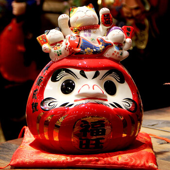 不倒翁 日本祈福许愿达摩蛋料理店铺家居玄关装饰不倒翁开运 福旺达摩