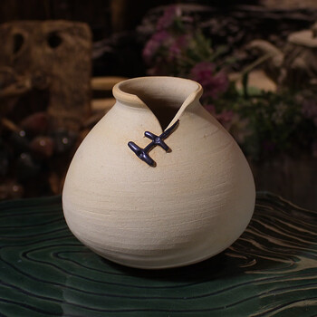 手工陶罐粗陶装饰土陶罐复古小陶罐庭院陶罐婚礼摆件陶罐花瓶 纯色b款