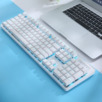 达尔优（dareu）EK810双模无线键盘 机械键盘 笔记本电脑游戏键盘 2.4G办公键盘长续航 104键 白色青轴  