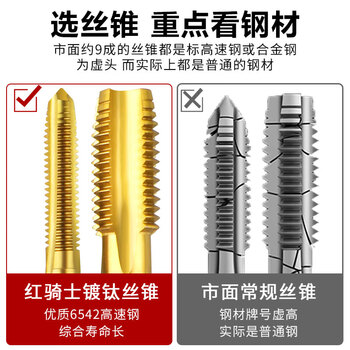 红骑士镀钛机用丝锥丝攻不锈钢专用直槽攻丝M3M4M5M6钻头