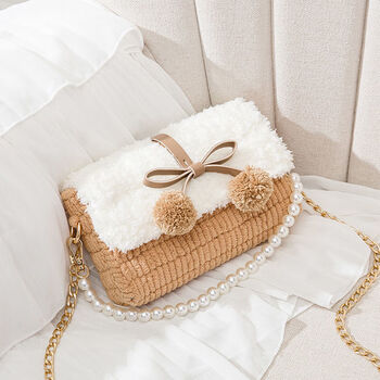 手织包包毛线diy手工编织包包绒线网格材料包手缝自制作礼物送女友斜