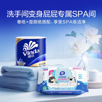 维达（Vinda）有芯卷纸 蓝色经典4层200克*10卷 厚韧大分量 卫生纸厕纸 4提