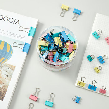 金蝶（kingdee）40只19mm彩色长尾夹燕尾夹票夹大号固定文具夹子强力书夹 办公用品