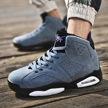 球鞋东契奇高帮运动鞋乔6气垫战靴摩擦有声音会响有响声2937灰色35