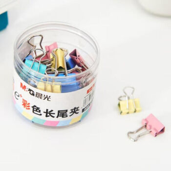 晨光(M&G)文具ABS92743  6号15mm  彩色长尾夹 小号金属票据夹 Eplus系列办公燕尾夹60个/盒 5盒 