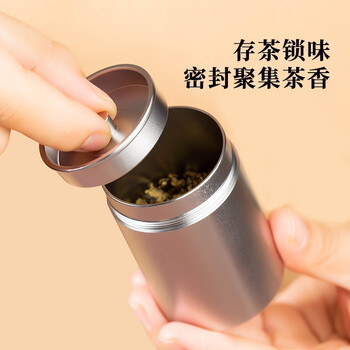 逸居客（YIJUKE）双盖便携茶叶罐小号密封茶叶盒铝合金茶罐茶叶分装盒
